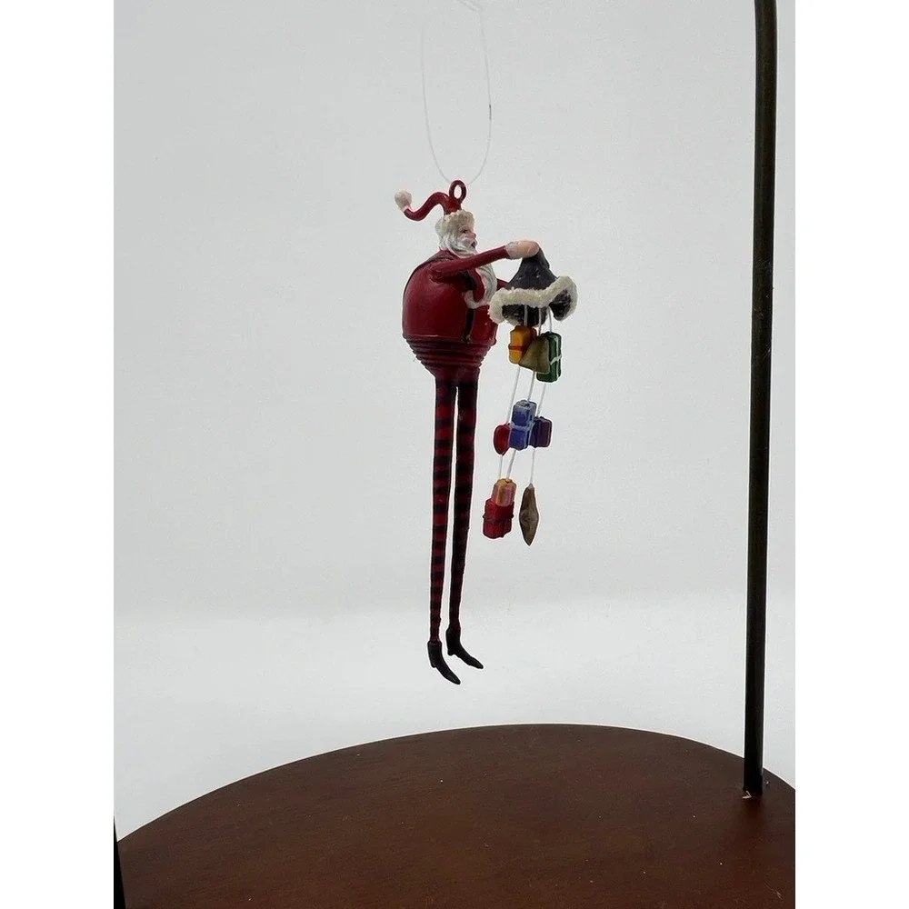 Dept 56 Mini Ornament Christmas Eve Long Legged Santa 56.36775 Red Excellent